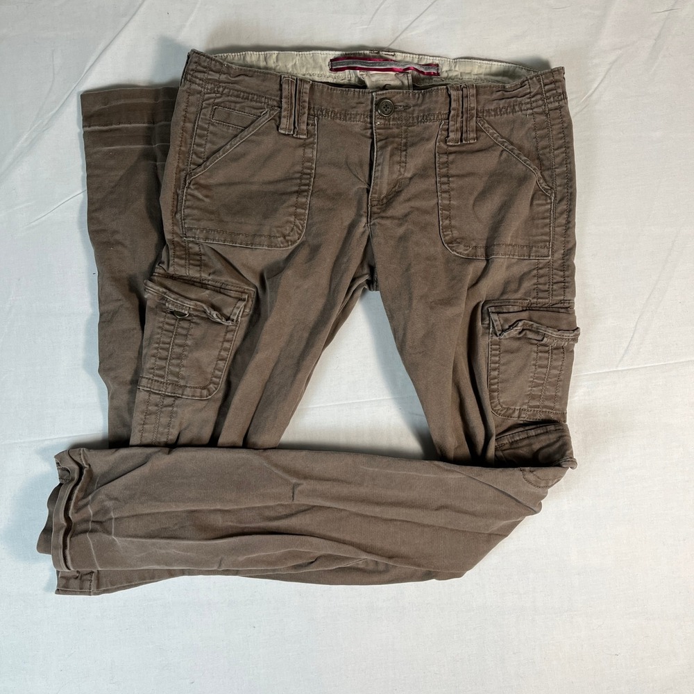 Hollister Cargo Pants Womens 9 Brown Excellent Low Rise Stretch Straight Leg